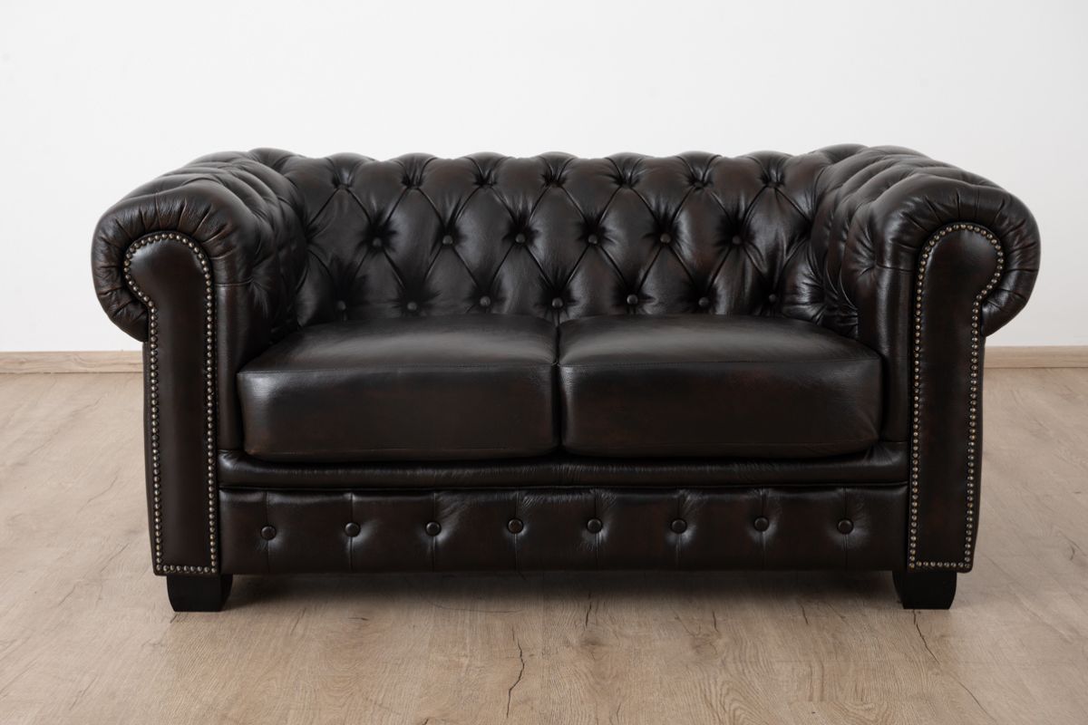 chesterfield 2 seater leather sofa