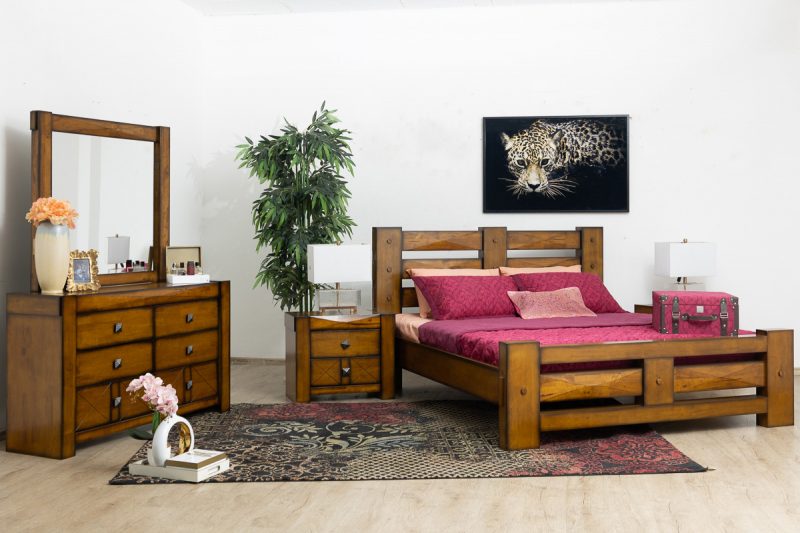 DALLAS QUEEN PACKAGE - Queen Bed + 2 Nightstands + Dresser Mirror
