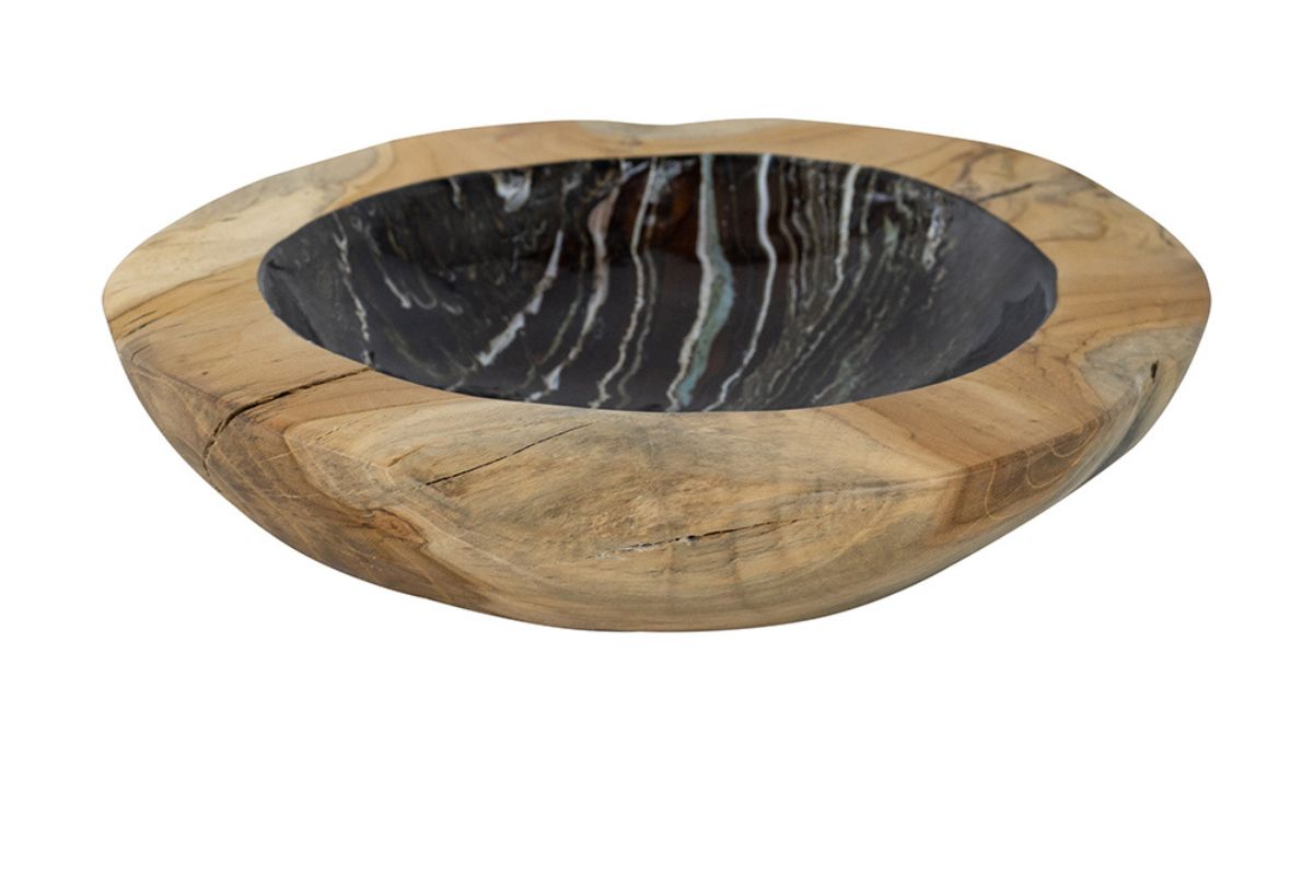 home decor - 49994 decorative teak bowl