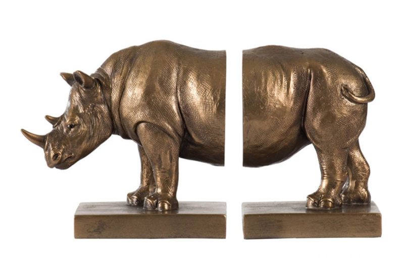 home decor - 77639 rhino bronze bookends