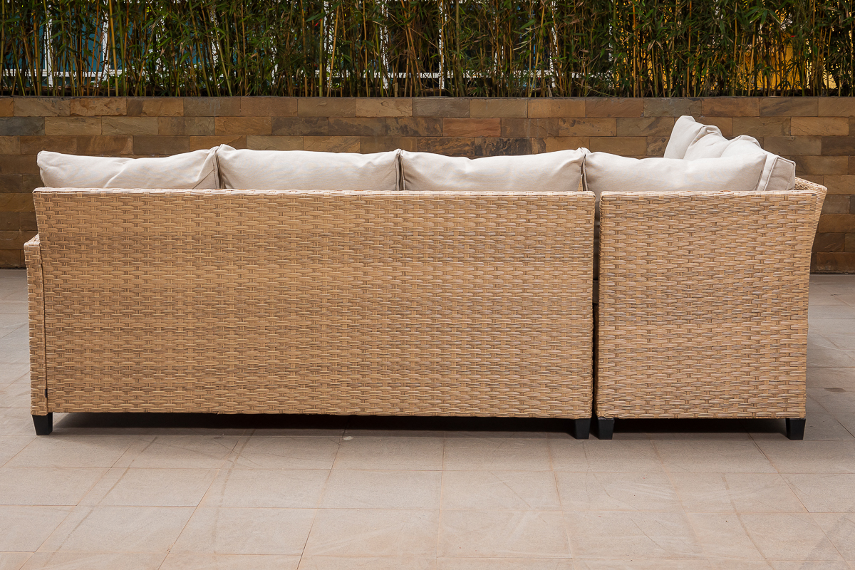 manila outdoor corner sofa + lift table + 2 ottomans
