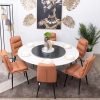 lauren round sintered dining table + 6 mimo chairs + lazy susan