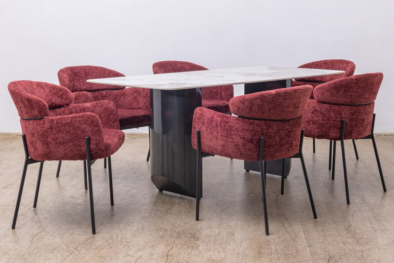 orlando sintered dining table + 8 bissam chairs