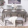 bourbon dining table + 4 chairs + bench