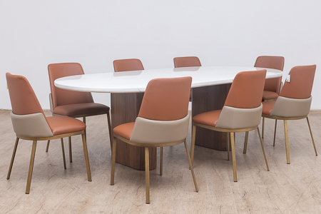 lugano dining table 2.4m + 8 albert chairs