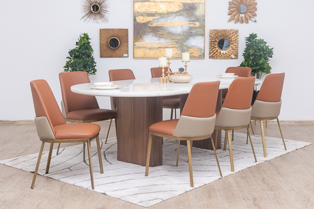 lugano dining table 2.4m + 8 albert chairs