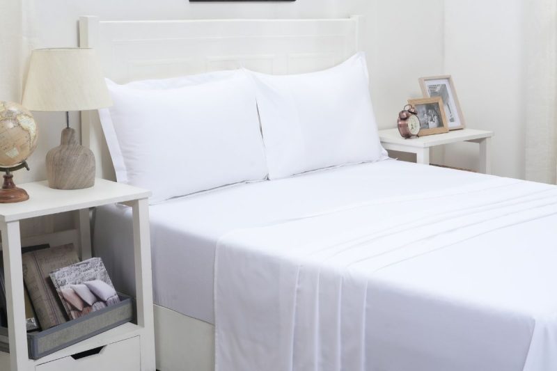 eden white queen flat sheet + 2 pillow cases