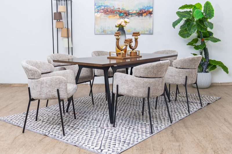 hillary dining table + 6 bissam chairs