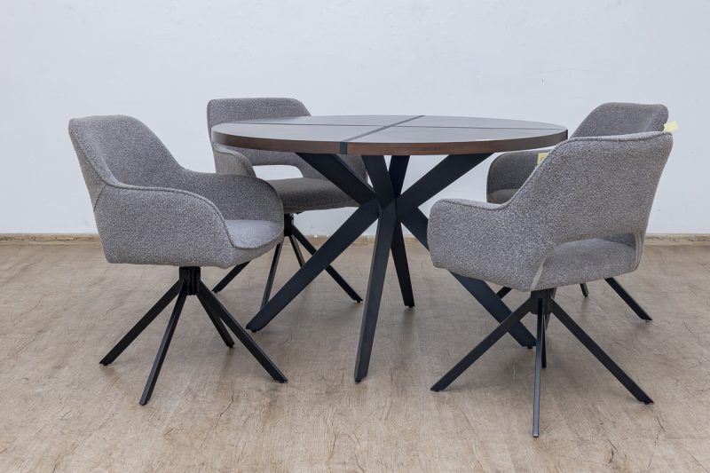 drake-1.2m dining table + 4 duffy chairs