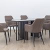 furion glass top dining table + 6 rum chairs