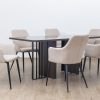 furion glass top dining table + 6 rum chairs