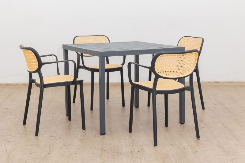 langston outdoor dining table + 4 crossby chairs