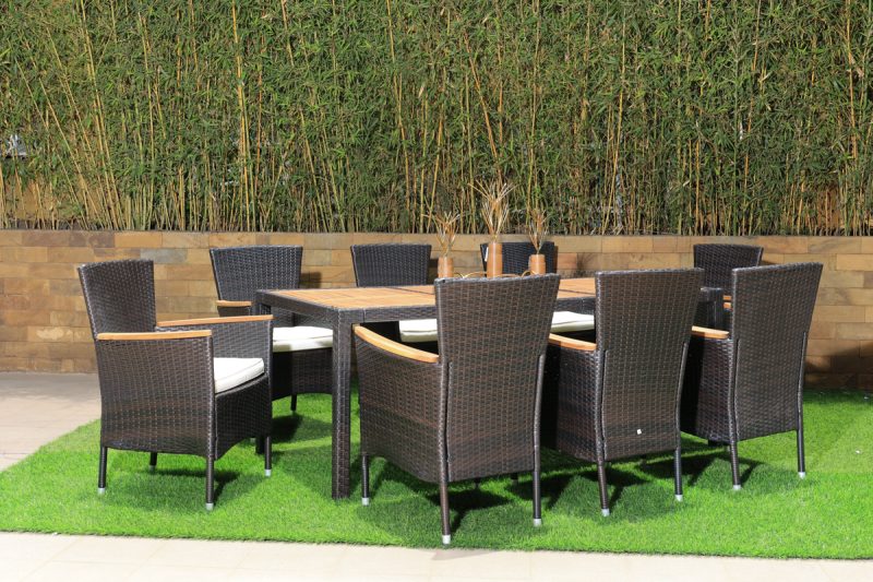 caila outdoor dining table + 8 chairs