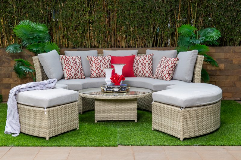 lola u shaped outdoor sofa + coffee table + ottoman