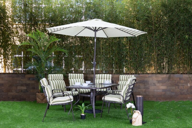 naivasha outdoor dining table + 6 chairs + umbrella
