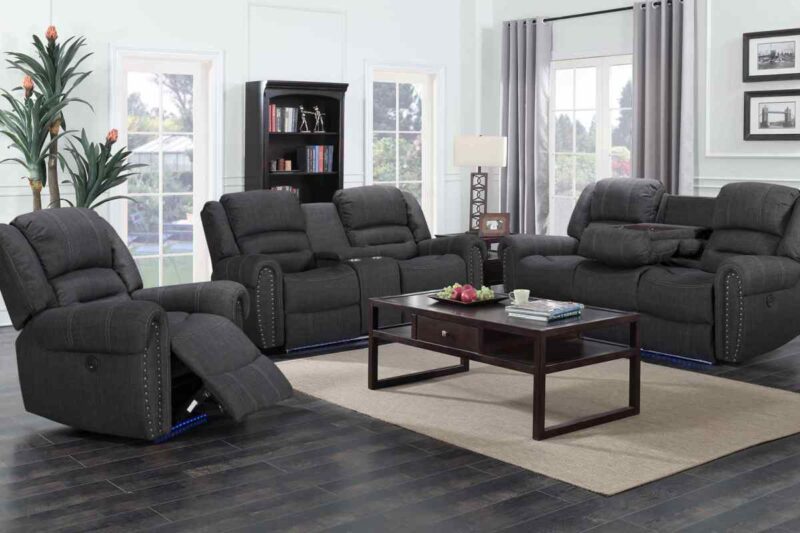 DIXIE 6 Seater Fabric Electric Recliner Sofa
