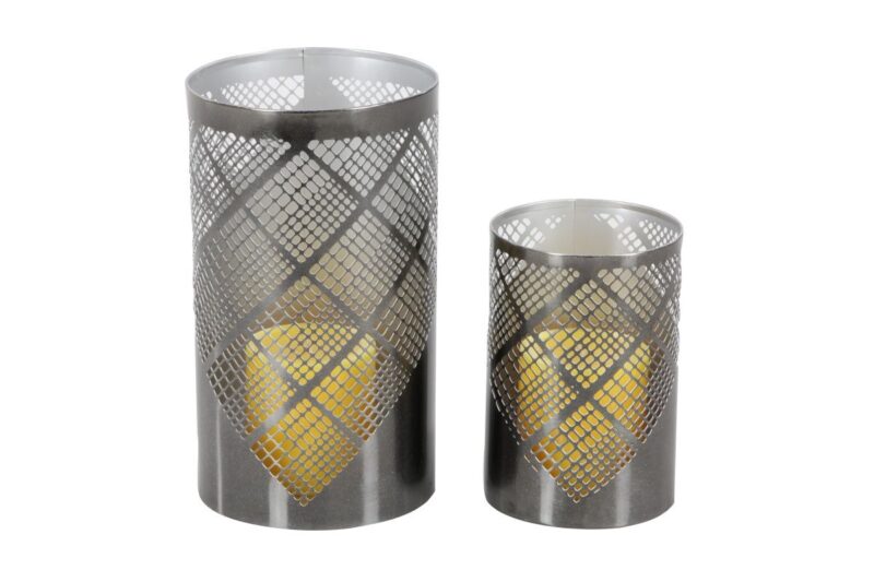 home decor - 57362 metal candle holder (set of 2)