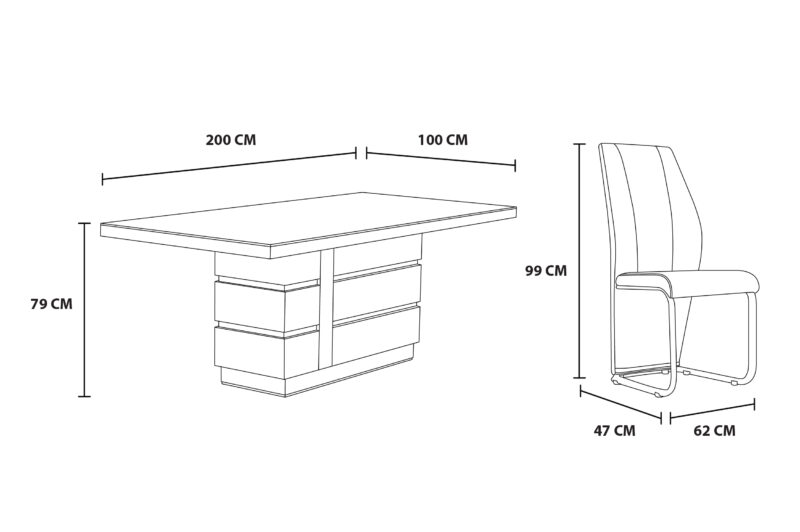santorini dining table + 8 chairs