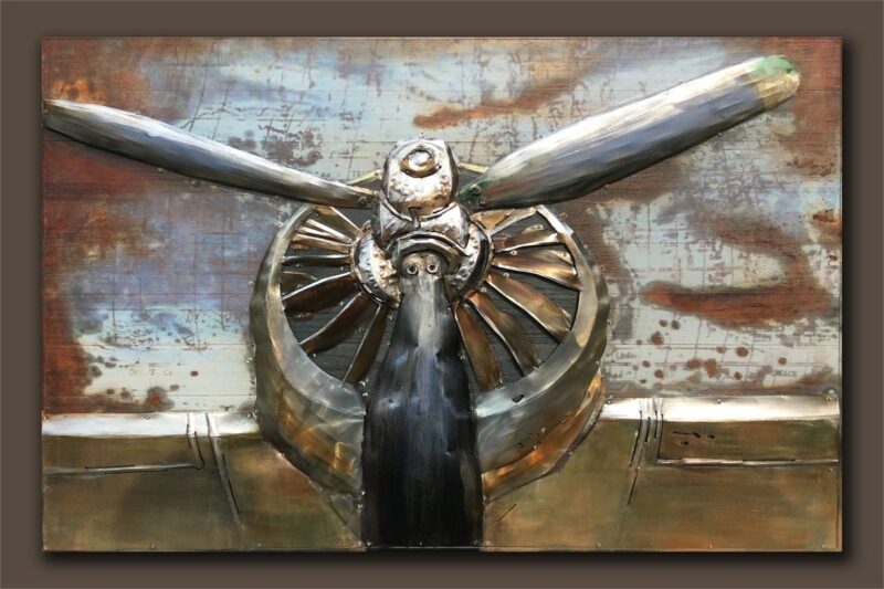 painting - hand painted aeroplane art with 3d decor hc-5018