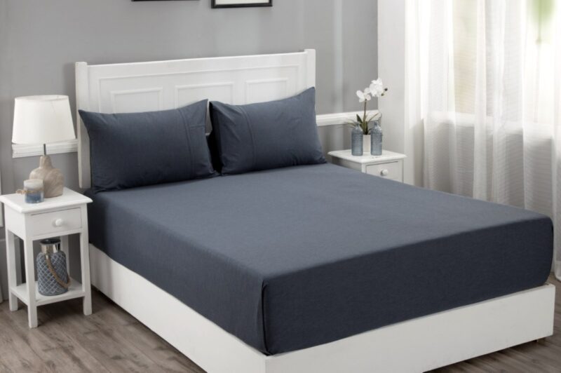 cotsmere dark blue king flat sheet + 2 pillow cases