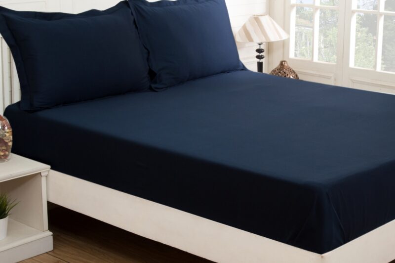 viola indigo king flat sheet + 2 pillow cases