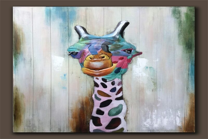 painting - hand painted giraffe with 3d decor yk-5-3381