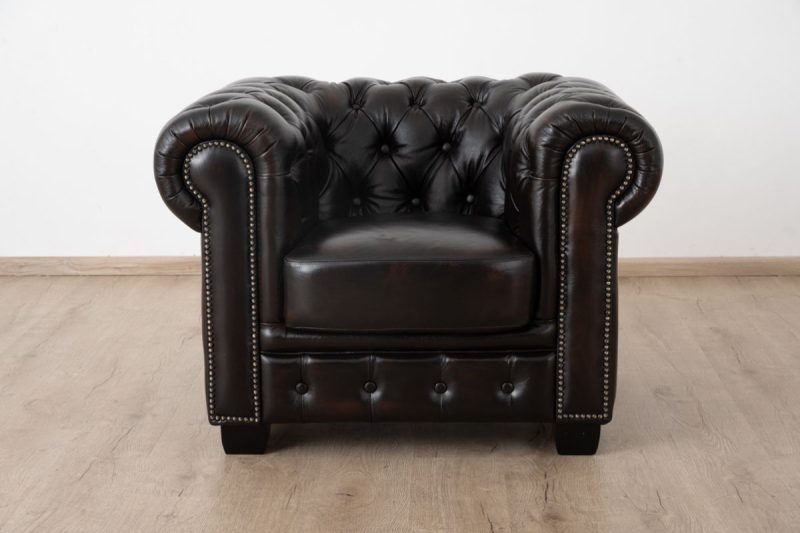 chesterfield 1 seater leather sofa