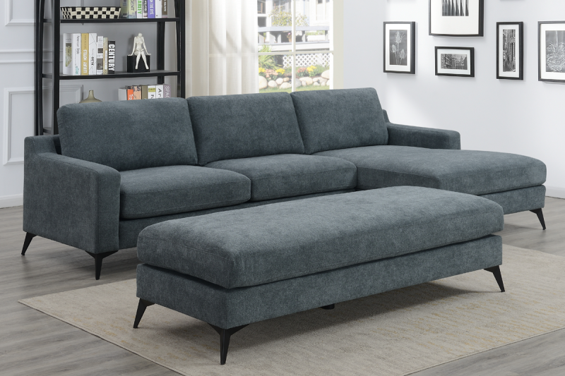 LEON Fabric Corner Sofa (With Ottoman)