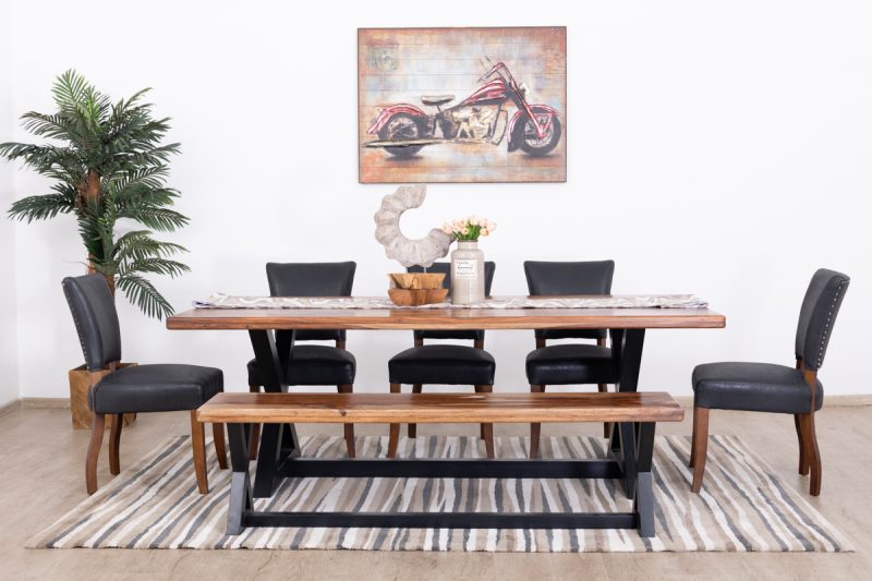 ELTON Dining Table + 5  Macy Chairs + Bench