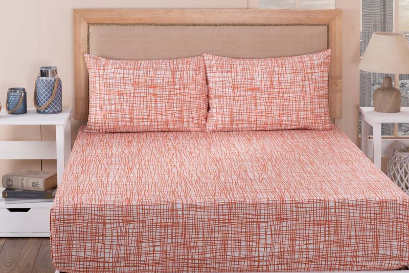 ASHBY Red King Flat Sheet + 2 Pillow cases