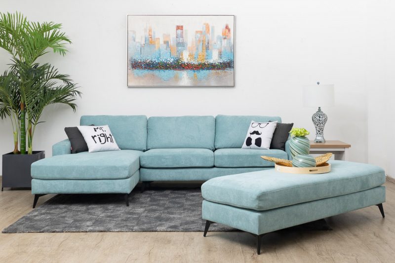 LEON Fabric Corner Sofa (With Ottoman)