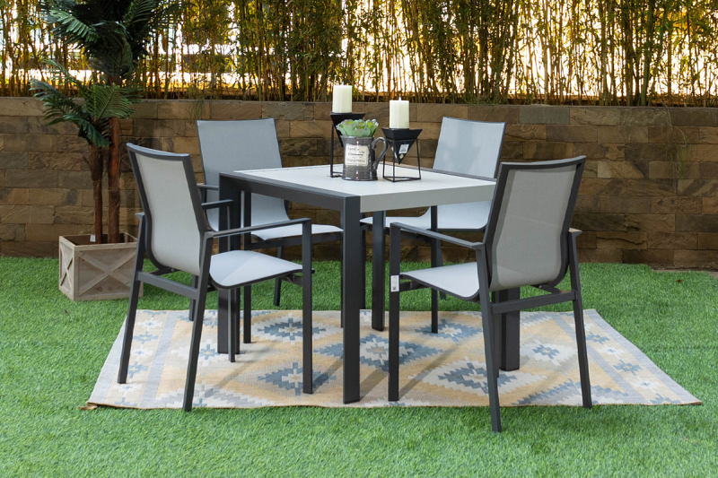 MALIBU 4 Seater Outdoor Dining Table + 4 Chairs