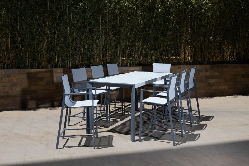 MALIBU 8 Seater Outdoor Bar Table + 8 Chairs