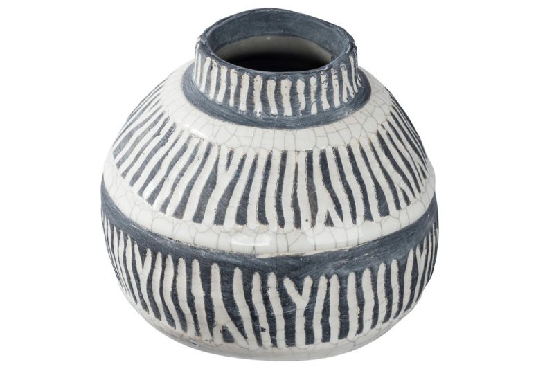 home decor - 1706 tan and black ceramic vase (short)