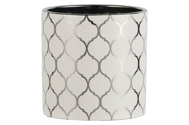home decor - 1859 silver and white ogee planter