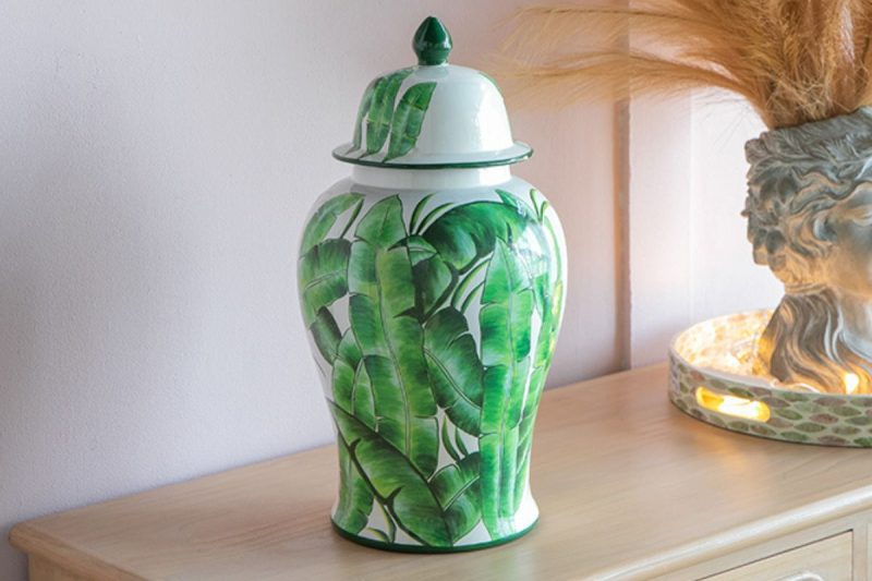 home decor - 43654 lovise palm lidded um (tall)