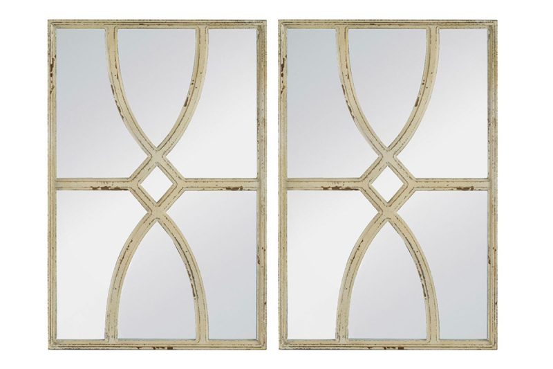 mirrored carved wall decor - 49061-wht-ds