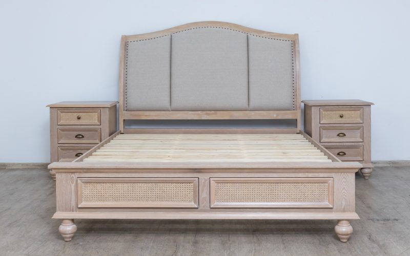 breton king bed + 2 nightstands