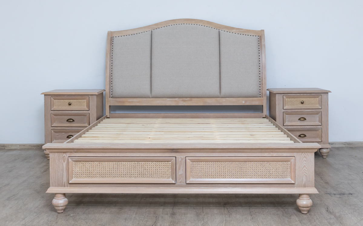 breton king bed + 2 nightstands