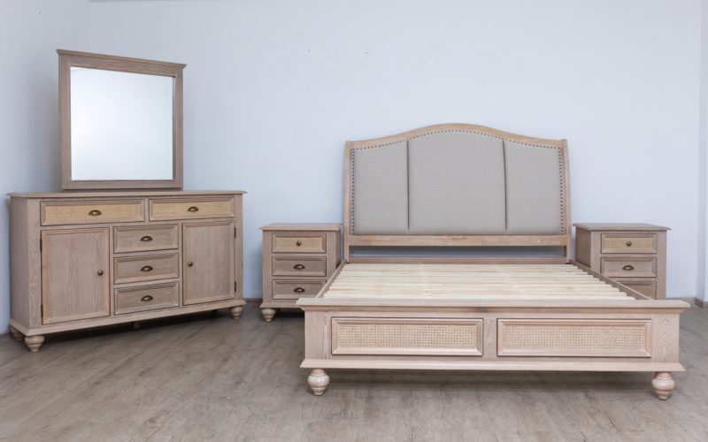 breton king package - king bed + 2 nightstands + dresser mirror