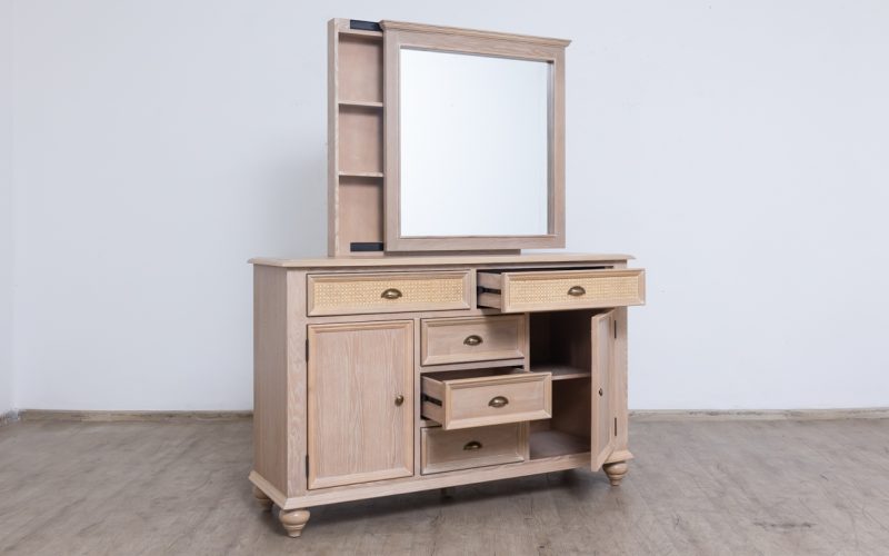 breton king package - king bed + 2 nightstands + dresser mirror
