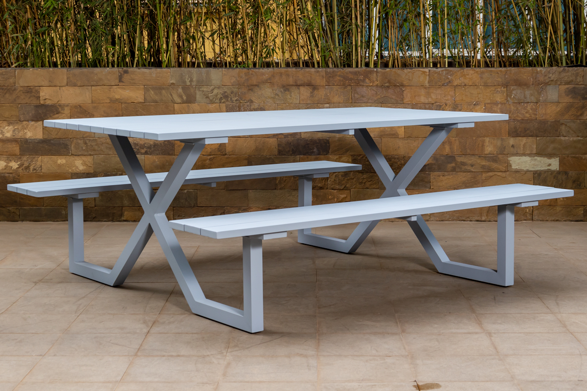 barry 6 seater outdoor dining table + 2 benches