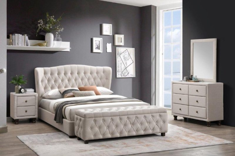 liam queen package - queen bed + 1 nightstand + dresser mirror + bench + sleepezee mattress