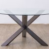 caeser glass top round dining table + 6 chairs
