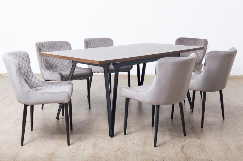 hillary-1.8m-dinning table + 6 chairs