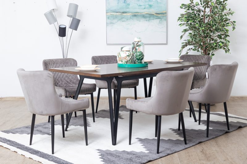 hillary dining table + 6 malia chairs