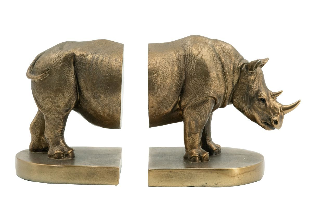 home decor -77639 -rhino bronze bookends