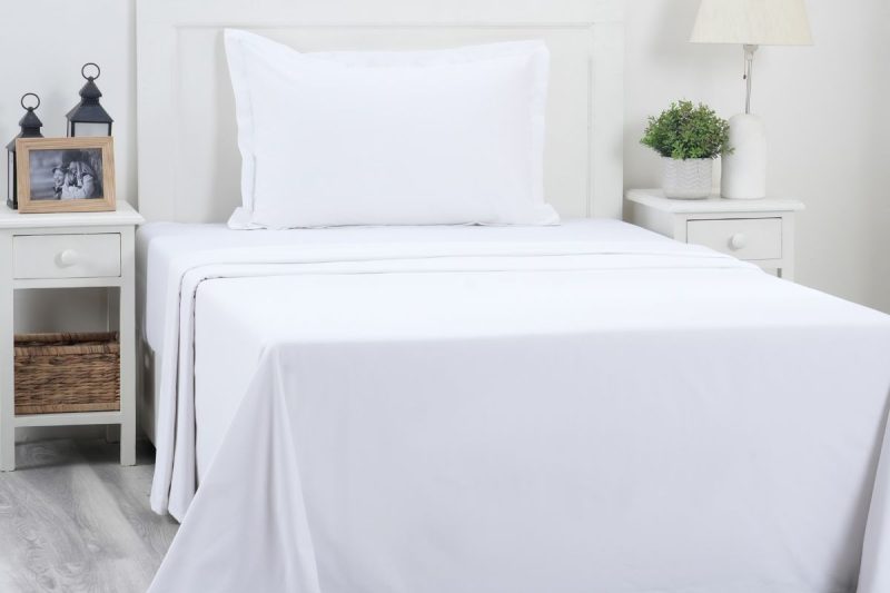 eden white single flat sheet + 1 pillow case
