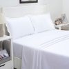 satin stripes white king flat sheet + fitted sheet + 2 pillow cases