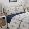 water lily blue queen duvet cover + 2 pillow cases